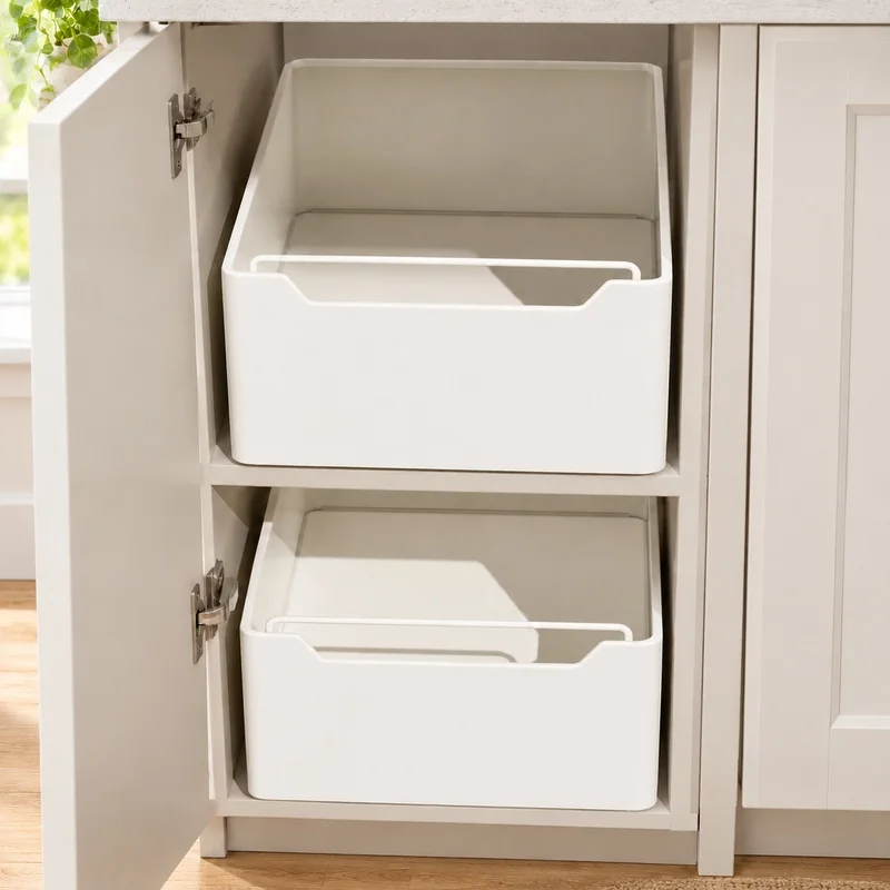Multi-Section Spice Rack with Sliding Rails for Kitchen Cabinet Organization