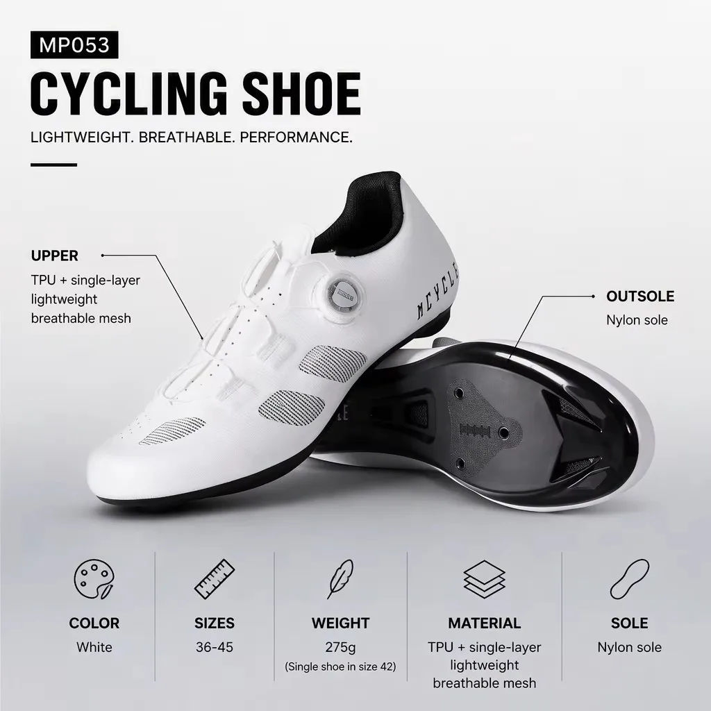 Mcycle Men's Professional Cycling Shoes Breathable Anti-Slip Athletic Biking Footwear Reflective Road Bike Self-Locking Shoes