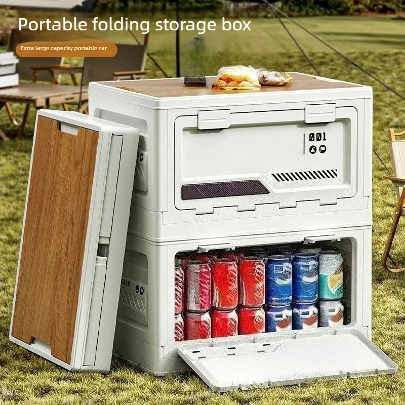 Outdoor Camping Organizer Storage Box Camping Folding Box Car Trunk Wooden Lid Industrial Air Storage Box Home Storage Box