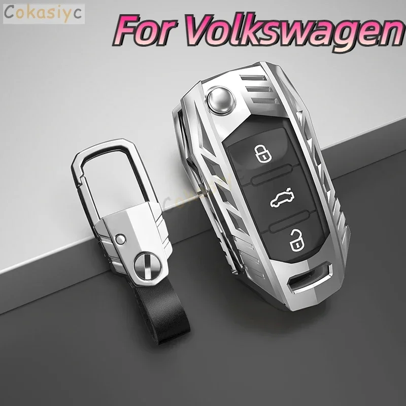Car Flip Key Case Cover Shell For Volkswagen VW Polo Golf Passat Tiguan Beetle Caddy T5 Up Eos Skoda Octavia Seat Leon Altea
