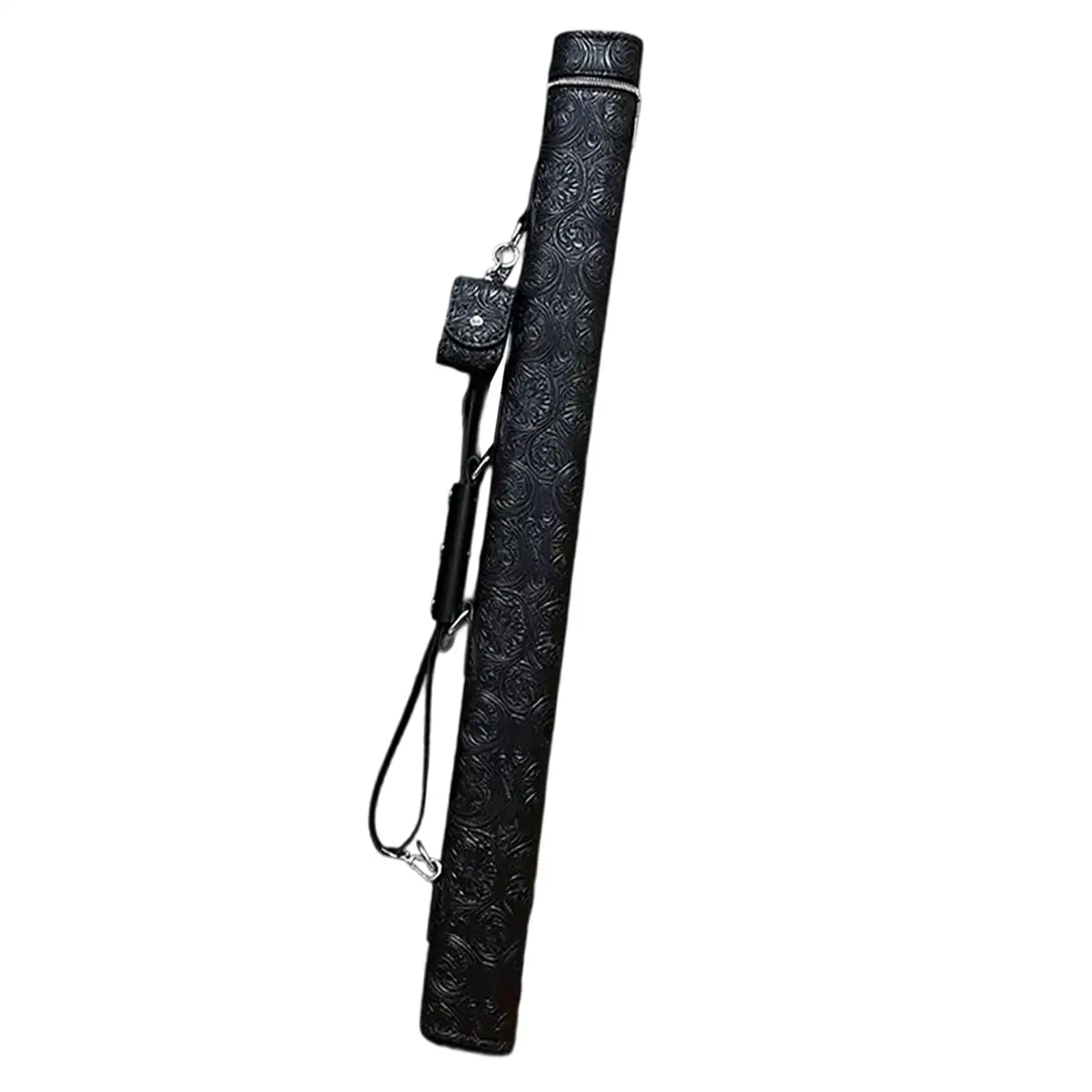 Billiard Cue Case with Shoulder Strap Elegant PU Leather Embossed Carry Bag for Complete 2 Piece Cue Billiards Kit