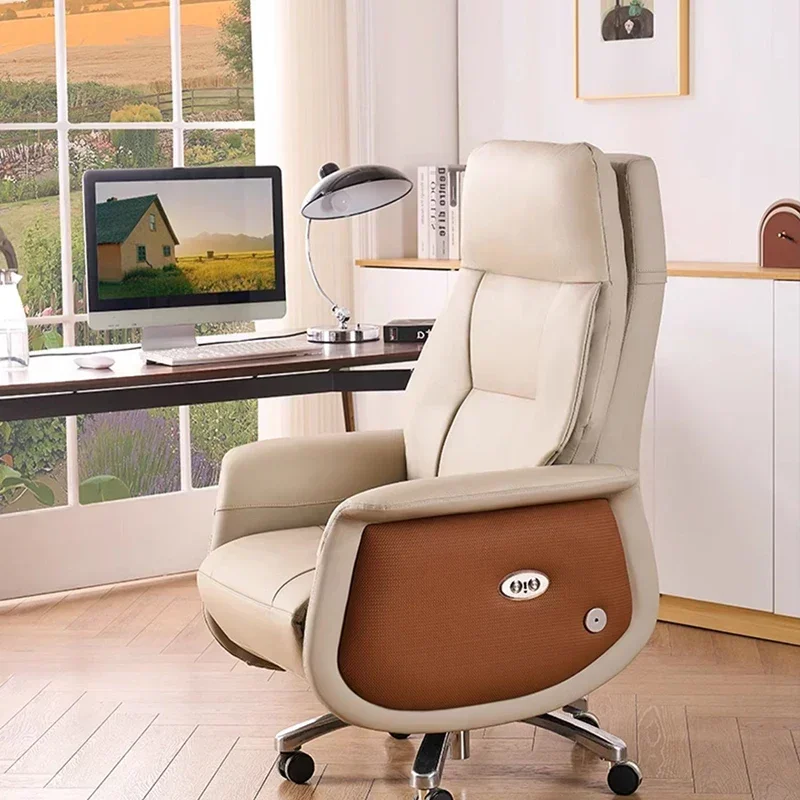 Swivel Massage White Gaming Chair Vanity Accent Leather Office Bedroom Chair Modern Rolling Ergonomic Lazy Modern Furniture