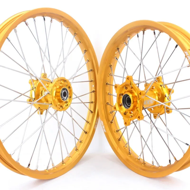 

【2025】 Комплект дисков для мотокросса, 19-дюймовые колеса, подходит для SUZUKI RM125 RM250 1996-2008, золотая ступица с ободками GLM