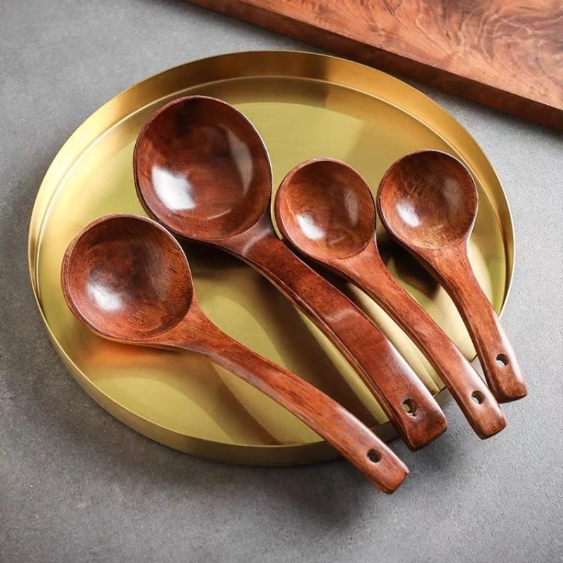 

Деревянная большая ложка для супа, бытовая кухонная ложка для супа, японский стиль, длинная ручка, ложка для лапши Lamian, деревянная посуда