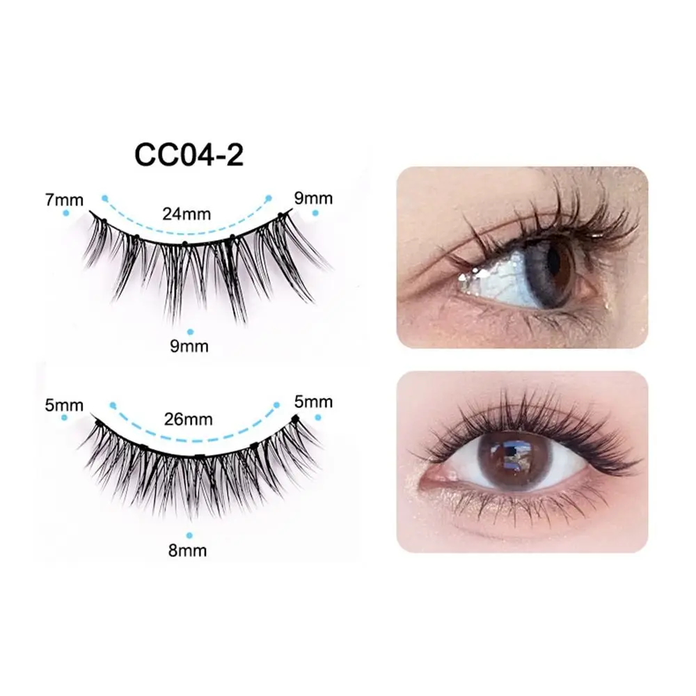 2 Pairs Handmade Magnetic Fake Lashes Natural Thick Glue-free 3D Mink Eyelashes Reusable With Tweezzer Makeup Tools Women