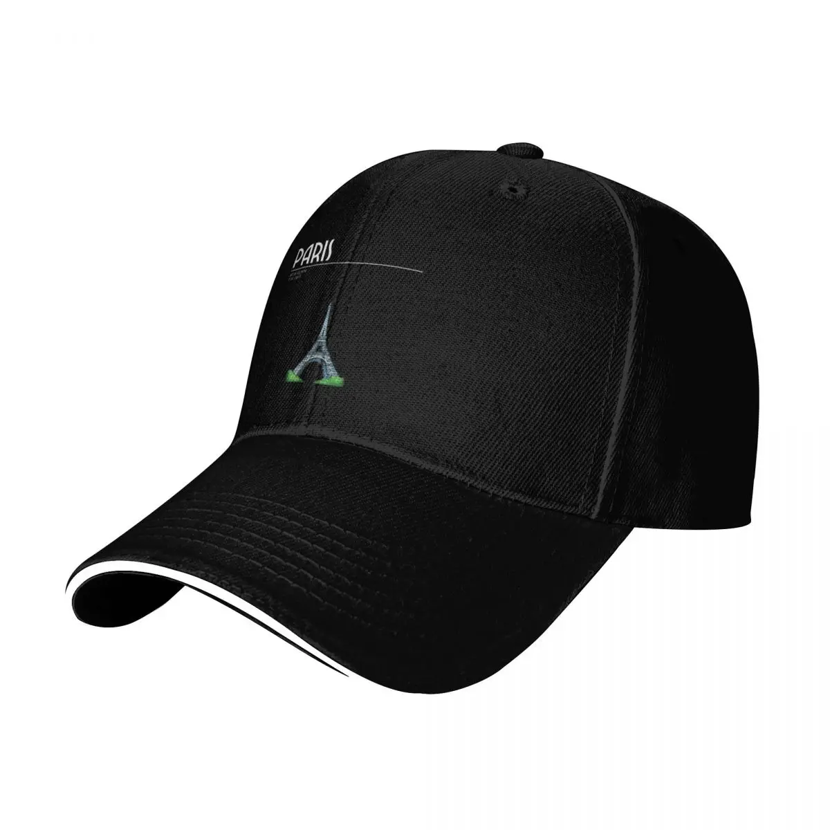 Paris France, Eiffel Tower, coordinates Baseball Cap Strapback Dad Hat Six Panel Structured Crown Sun Protection UPF 50+