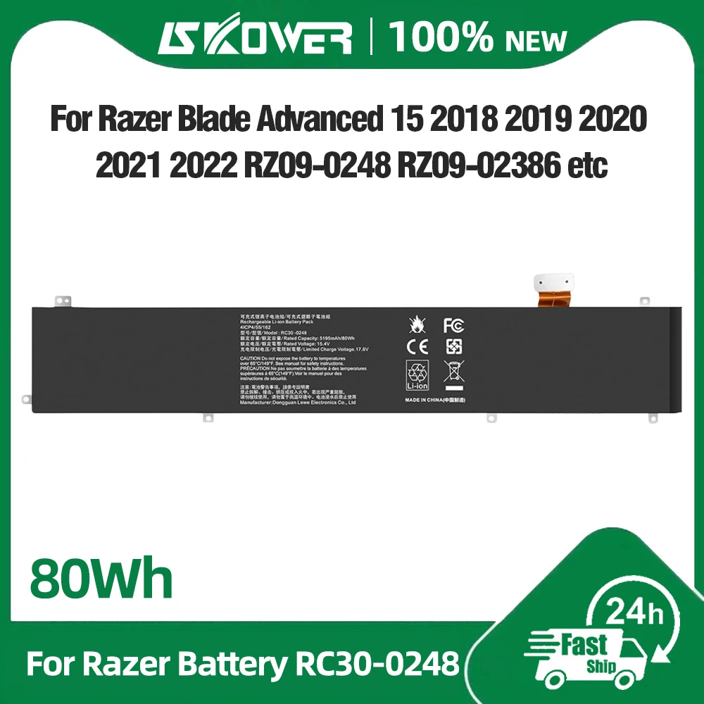 

SKOWER 80Wh RC30-0248 Battery for Razer Blade 15 Advanced 2018 2019 2020 2021 RTX RZ09-02385 RZ09-02386 RZ09-02886 RZ09-03138
