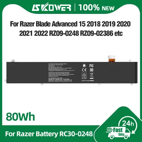 SKOWER 80Wh RC30-0248 Battery for Razer Blade 15 Advanced 2018 2019 2020 2021 RTX RZ09-02385 RZ09-02386 RZ09-02886 RZ09-03138