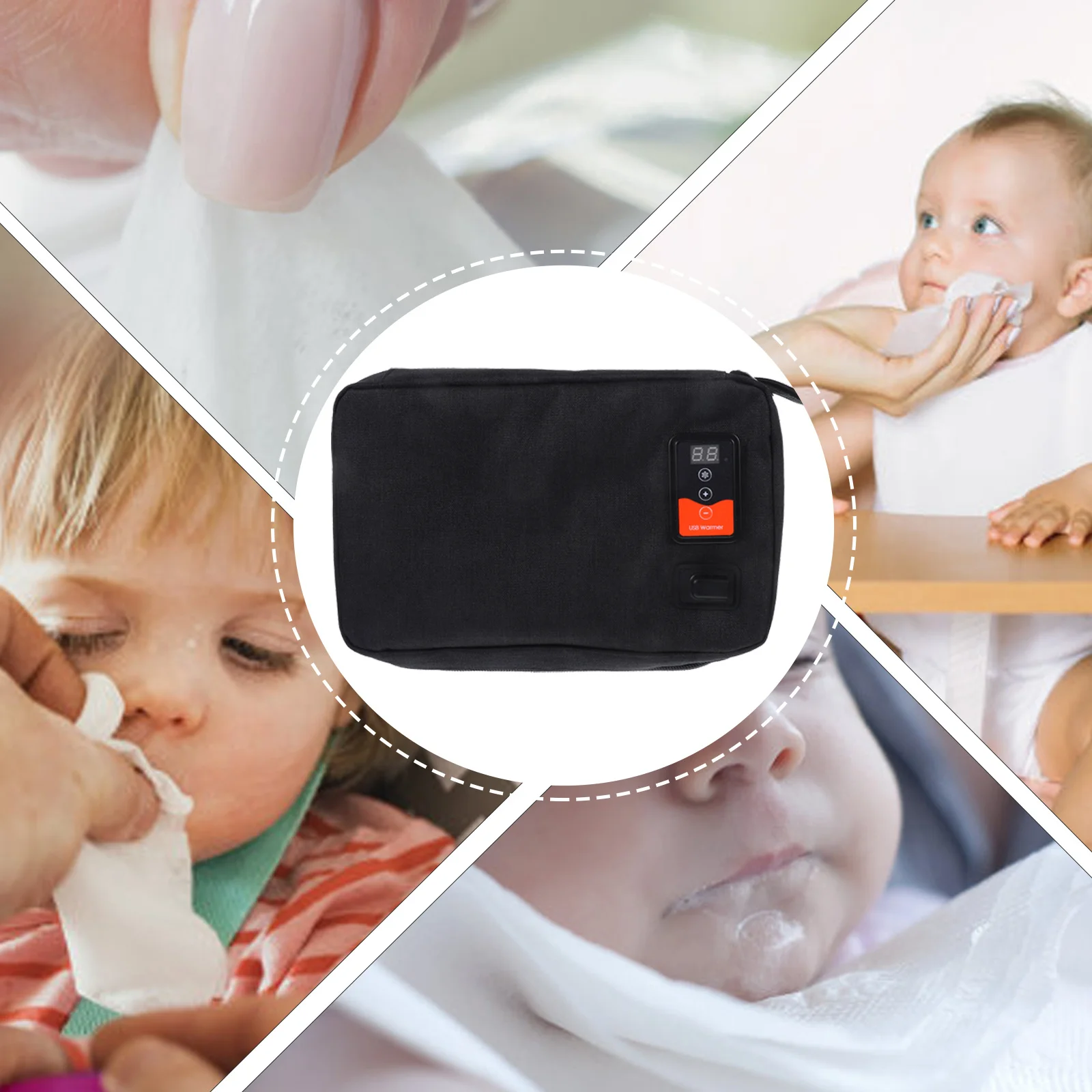 Babydoekjesverwarmer Draagbare USB-luier Natte tissueverwarmer met ingebouwde temperatuursensor Energiebesparend Laag vermogen