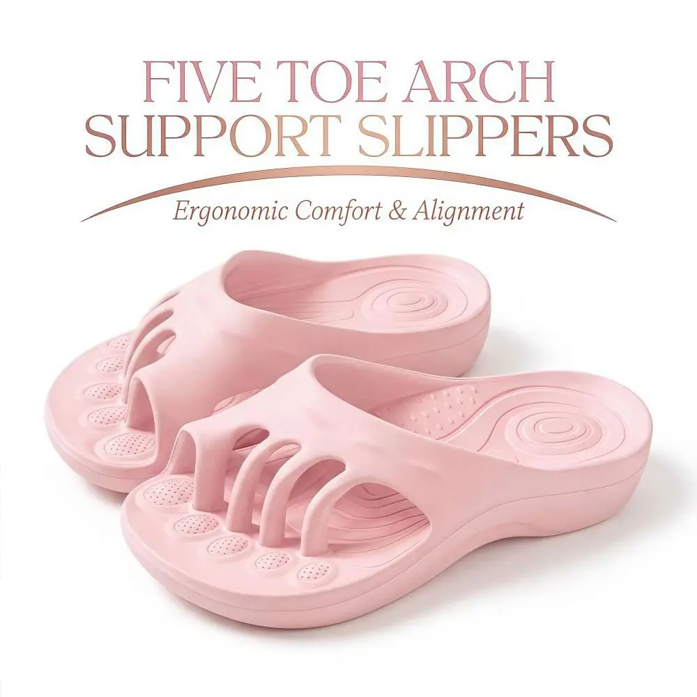 EVA Five Toe Slide Sandals Non-slip Soft Soled Arch Support Slippers Bunion Relief Shock-absorbing Split Toe House Slides Woman