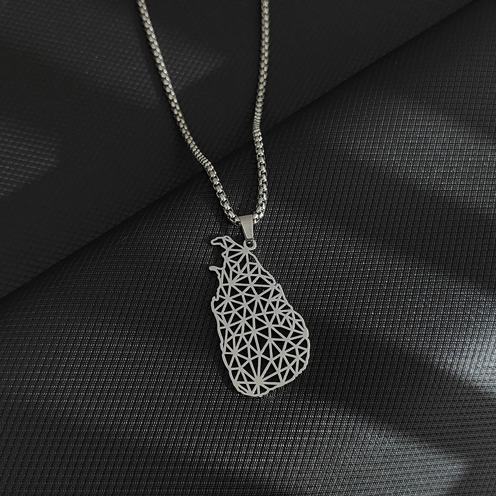 Stainless Steel Sri Lanka Map Necklace Gold Color Maps Pendant Necklaces for Women Men Fashion Charm Jewelry Accessories Gifts