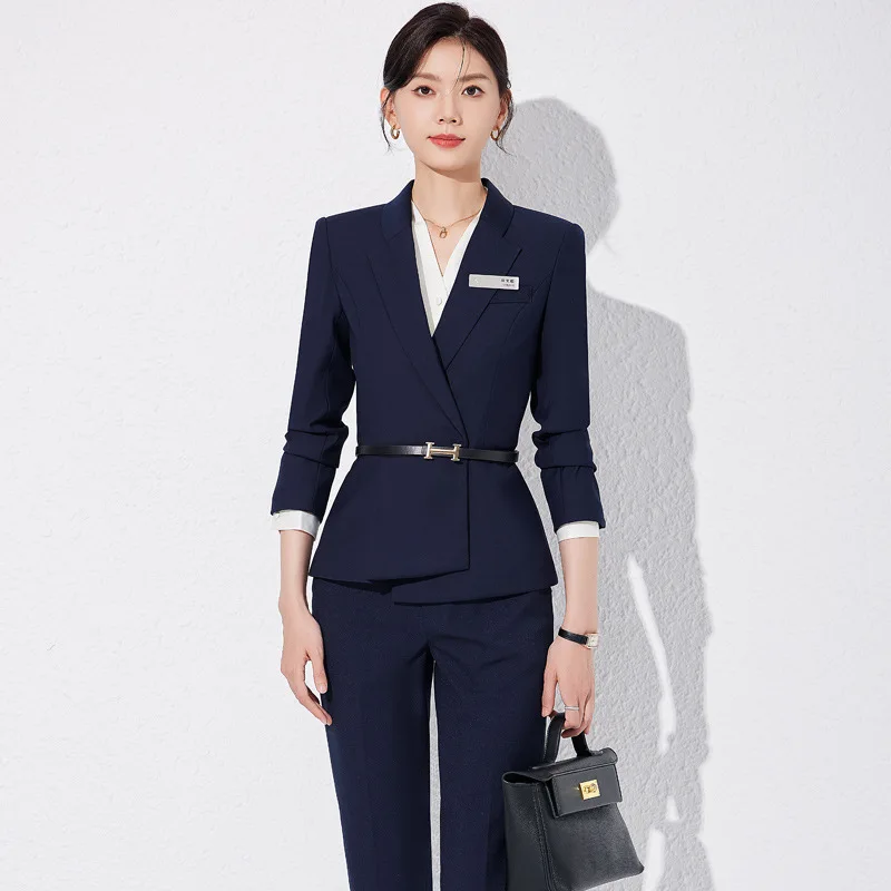 High-End Business Suit Women's Spring and Autumn Hotel Manager Work Clothes Beauty Consultant Case Customer Service Gold Shop Wo