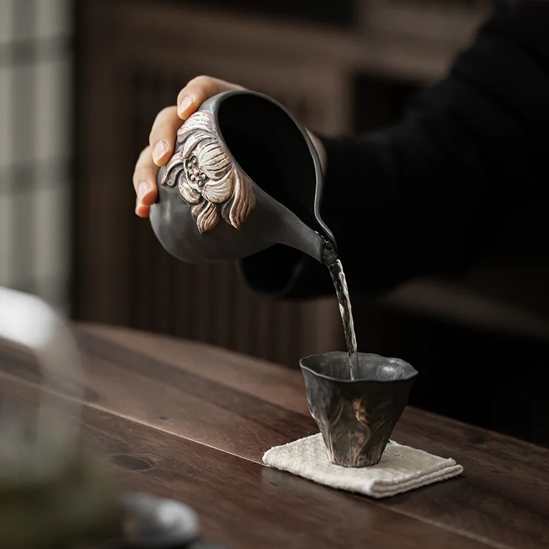 Ji Feng Stoneware Tea Pot Creative Handmade Retro Serving Cup Fair Kung Fu Ceremony Utensil Pitcher Gong Dao Bei