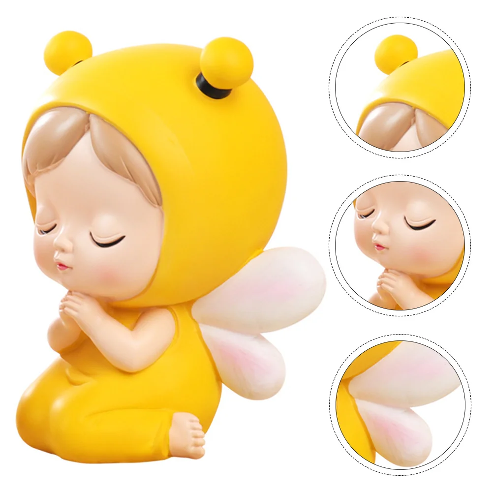 

1Pcs Lovely Cartoon Girl Resin Saving Pot Desktop Ornament Small Change Container Coin Container Lovely Saving Pot