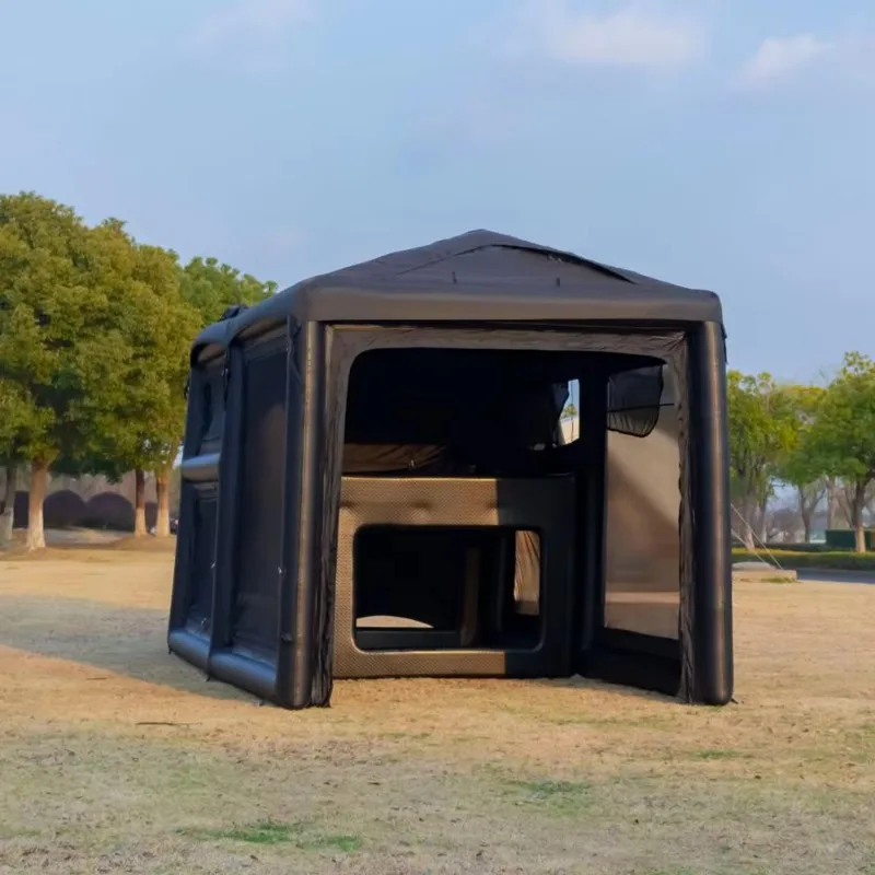 #￥4 Season Waterproof Design Patent Certification Quick Setup Black Big House Family Inflatable Tent for Simple Luxury Camping