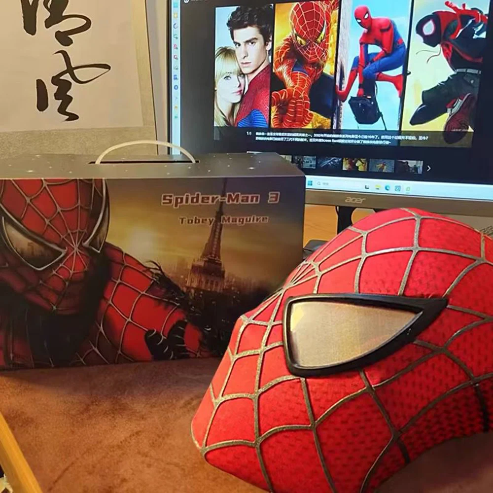 O incrível Toby Maguire Spiderman Máscara 3d Webs Cos com casca dura e olhos magnéticos Super Hero Venom Tecido serigrafado