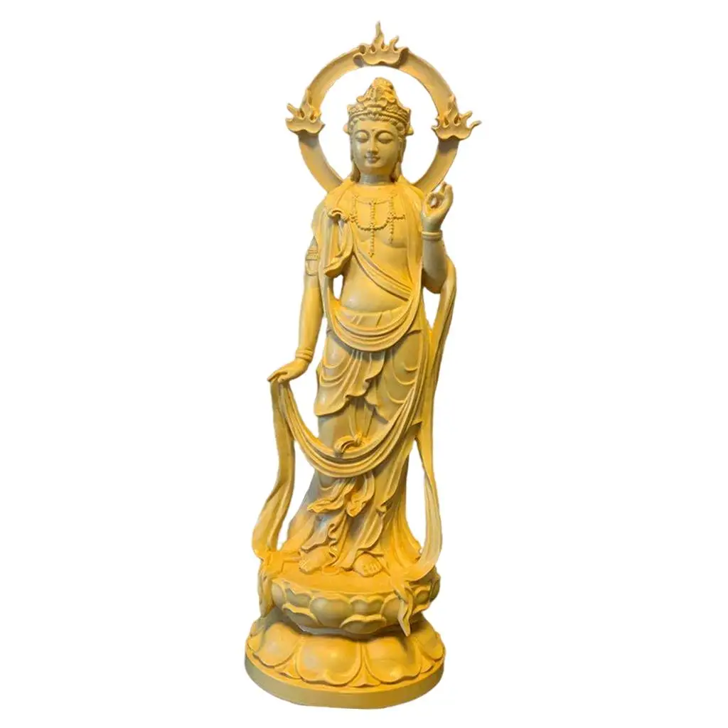 Hand Carved Buddha Statue Wisdom Buddha Bodhisattva Sculpture Feng Shui Statue for Home Bedroom Shop Living Room Decor