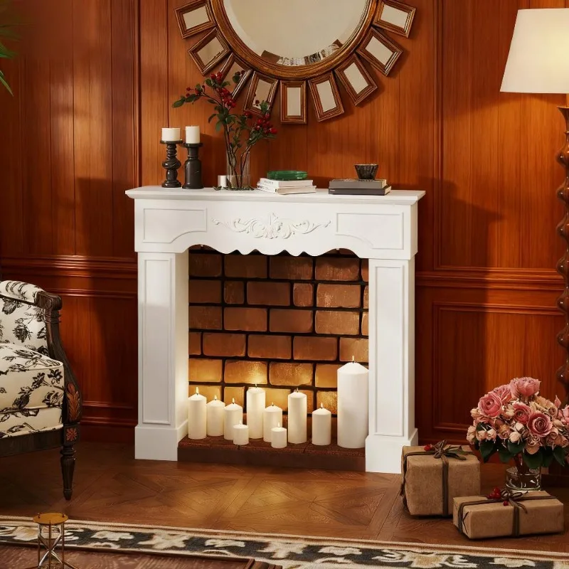 

Electric Fireplace Surround With Leg Freestanding Design Fireplace Mantel For Display Elegant Baroque Design