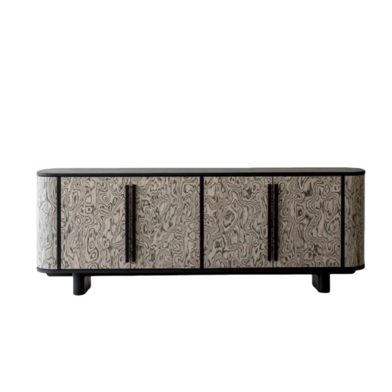 Wood grain veneer side cabinet, luxury locker, suitable for villa living room