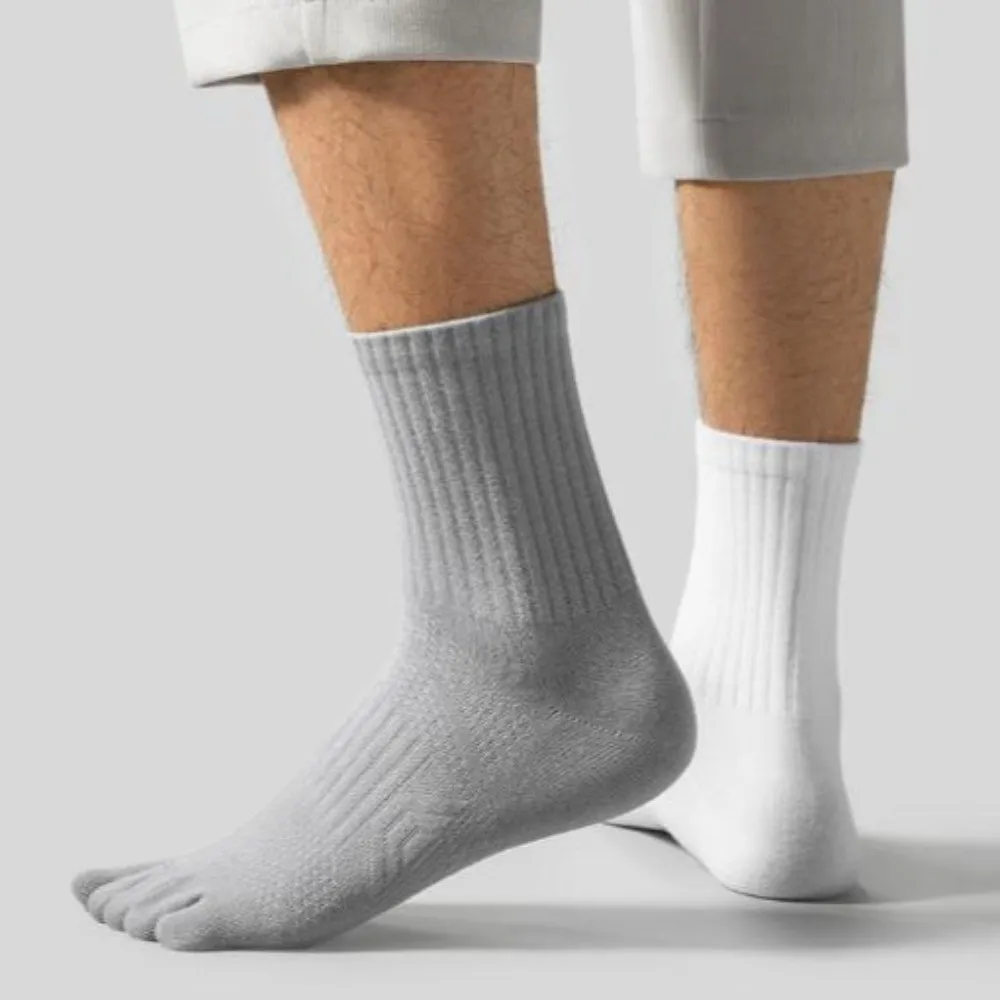 Cotton Men's Five Finger Socks Anti-slip Hosiery Five Toe Socks Odor Resistant Mid-Calf Sports Socks Spring Summer