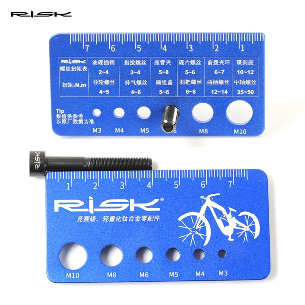 RISK MTB Road Bike Bicycle Bolt Screw Gauge Diameter Length Measure Tool Portable Screw Measuring Ruler Alloy Screw Length Meter