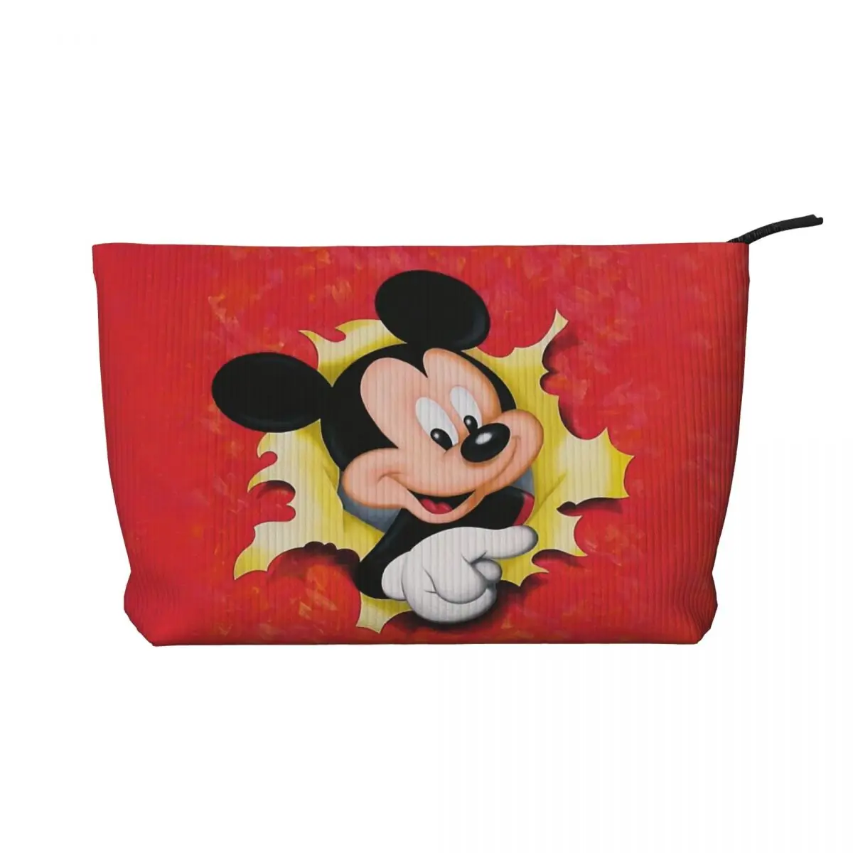 Custom Mickey Mouse Makeup Bag Women Travel Cosmetic Organizer Corduroy Storage Toiletry Bags