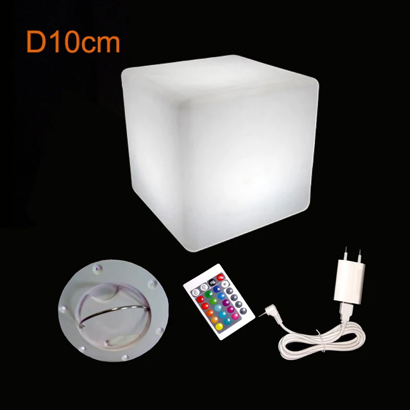 D10cm, kubus LED untuk penggunaan dalam ruangan, lampu malam bersinar, 16 perubahan warna, tahan air, IP54-IP65, isi ulang, gratis pengiriman, 1 buah