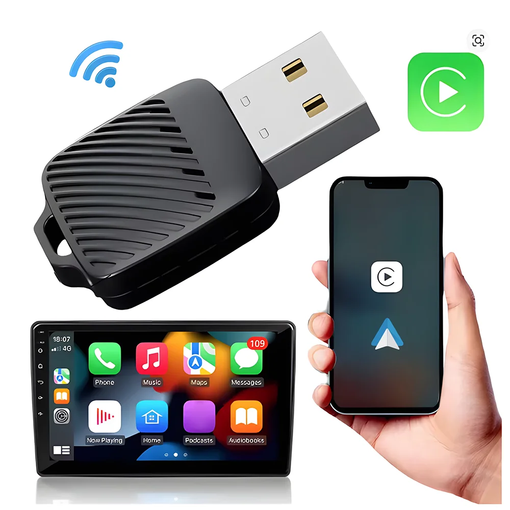 2 in 1 Wireless CarPlay Android Auto Adapter Smart USB Dongle Plug & Play Auto Connect for iPhone & Android Factory Wired Cars