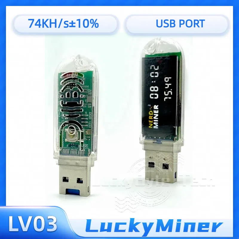 Lucky Miner LV03 USB Solo Mining Machine Silent Miner 74KH/S  V3 Asic Mining Machine Mini Home Miner Machine  Bitcoin Miner