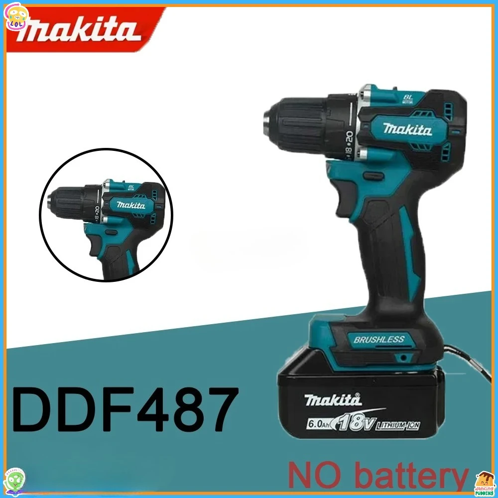 

Бесщеточная ударная дрель-шуруповерт Makita 18В с литиевым аккумулятором, высокомоментный электрический инструмент