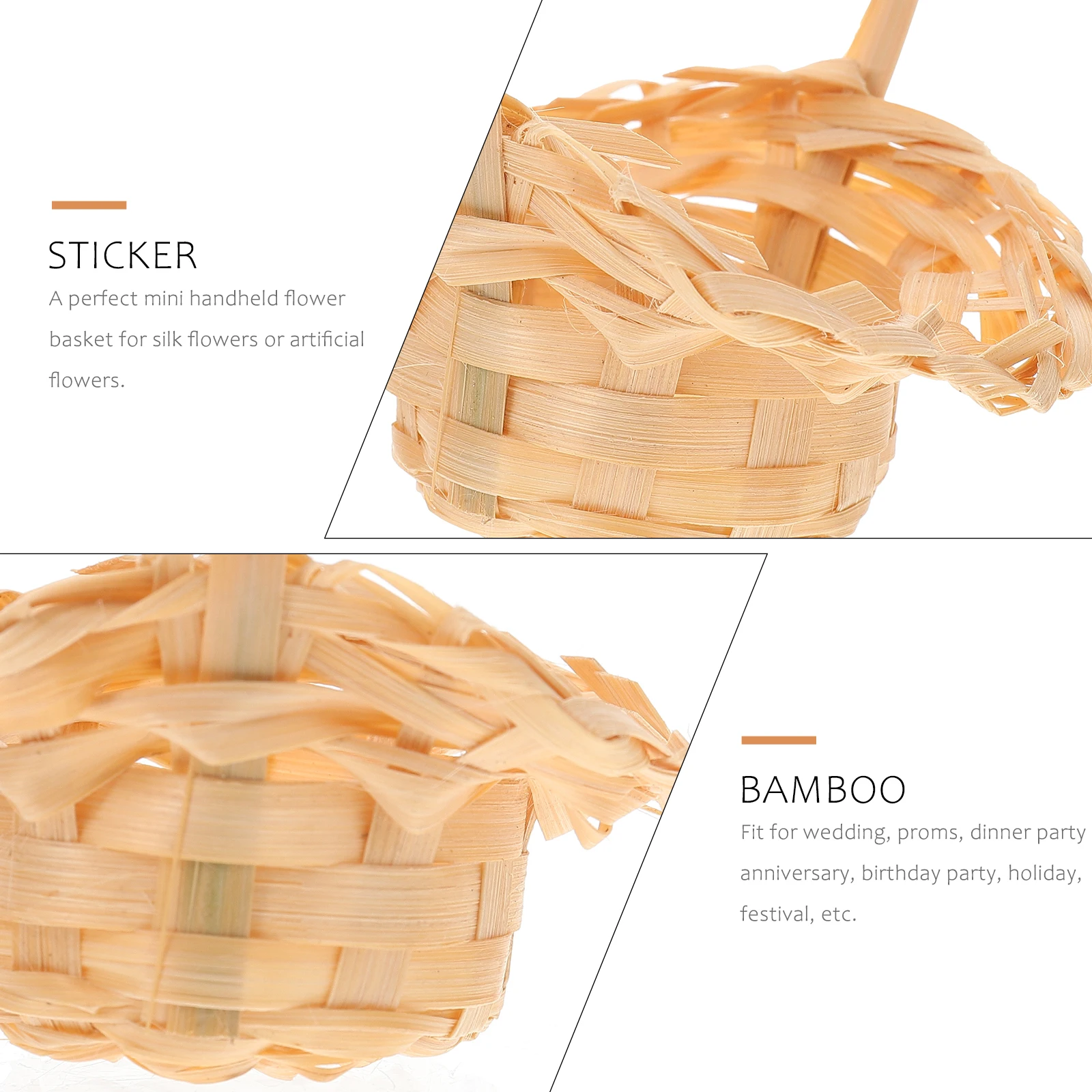 

8Pcs Mini Bamboo Woven Flower Baskets Decorative Handheld Small Storage Wedding Holiday Party Decorations Mini Flower Baskets