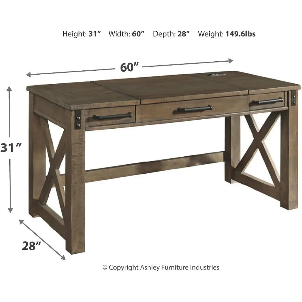 บ้านไร่แบบชนบท60 "ยกขึ้นบนโต๊ะสำนักงานบ้านพร้อมพอร์ตชาร์จสีเทา