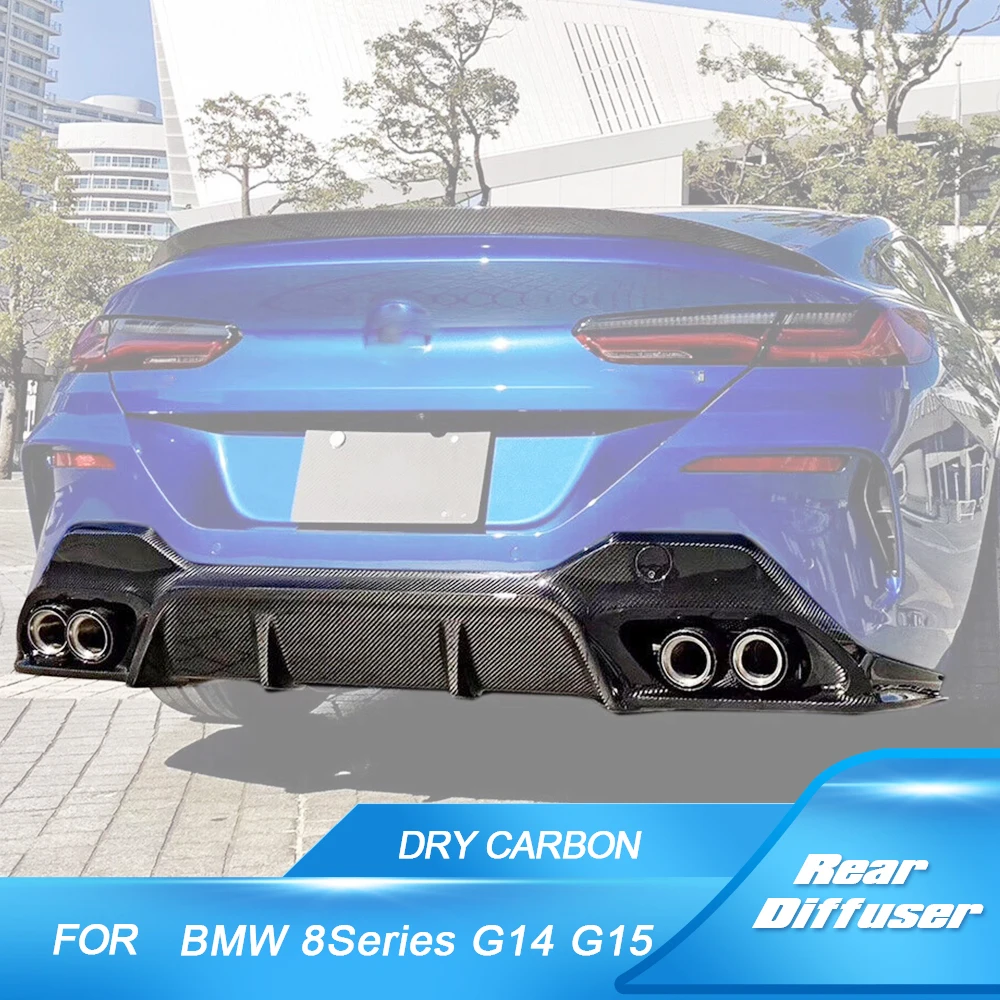 Dry Carbon Fiber Car Rear Bumper Diffuser for BMW 8 Series G14 G15 M Sport 2 Door 2018-2021 Rear Bumper Lip Diffuser Spoiler