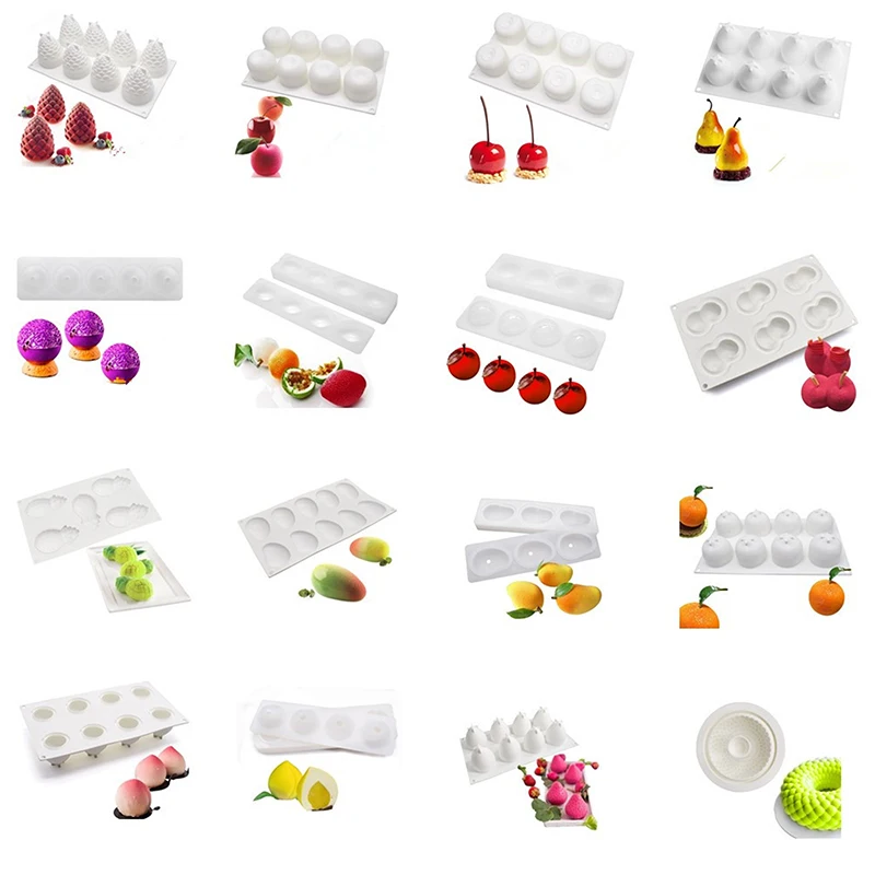 Food-Grade Silicone Fruit Series Cake Mold – Multi-Shape (Pineapple, Peach, Strawberry) for Baking&Mousse Desserts,Easy Release view 2