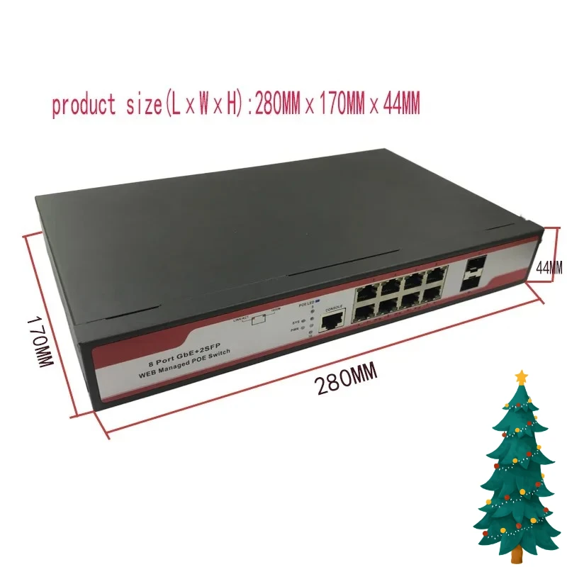 8 port 1000M industrial managed switch POE switch 10/100/1000M 2SFP ndustrial grade switch network VLAN 192.168.0.1 web managed