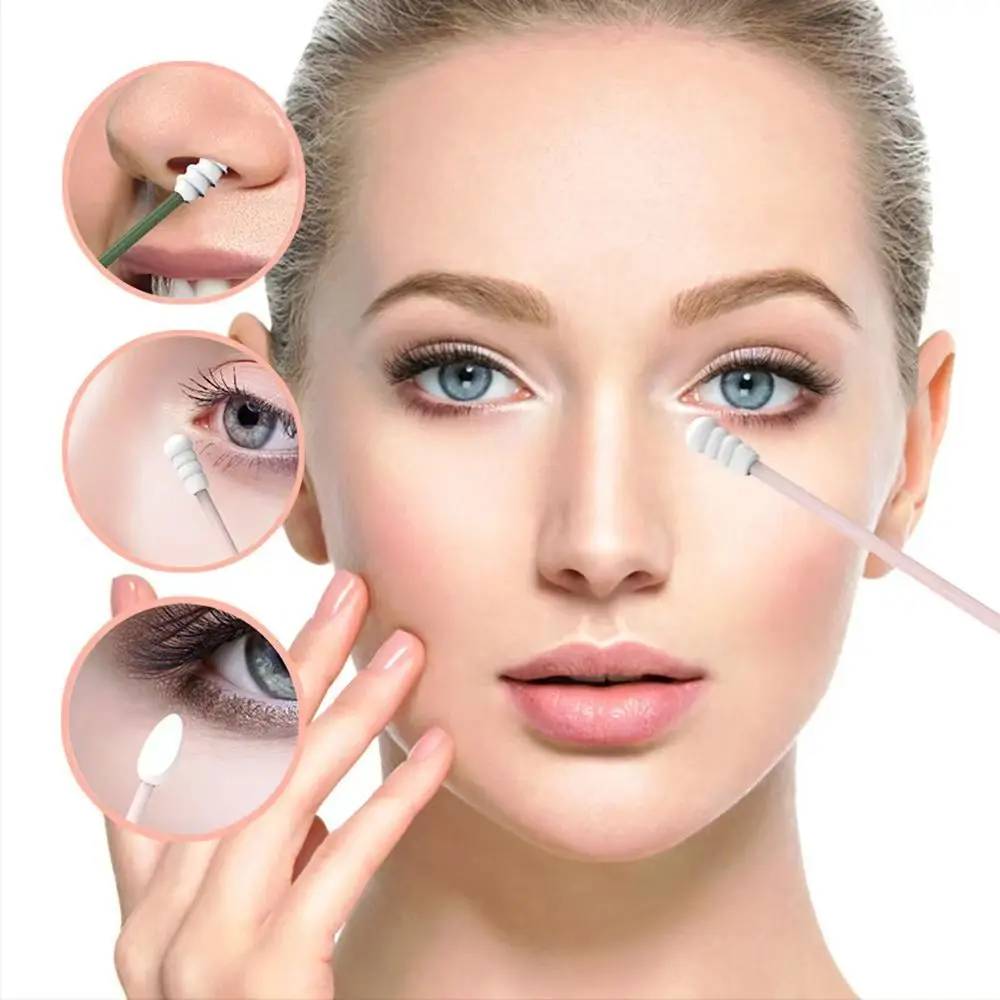 1 Set Multi-purpose Double-end Silicone Cotton Swab Stick Silicone Multicolor Makeup Cotton Swab Waterproof Earpick Universal