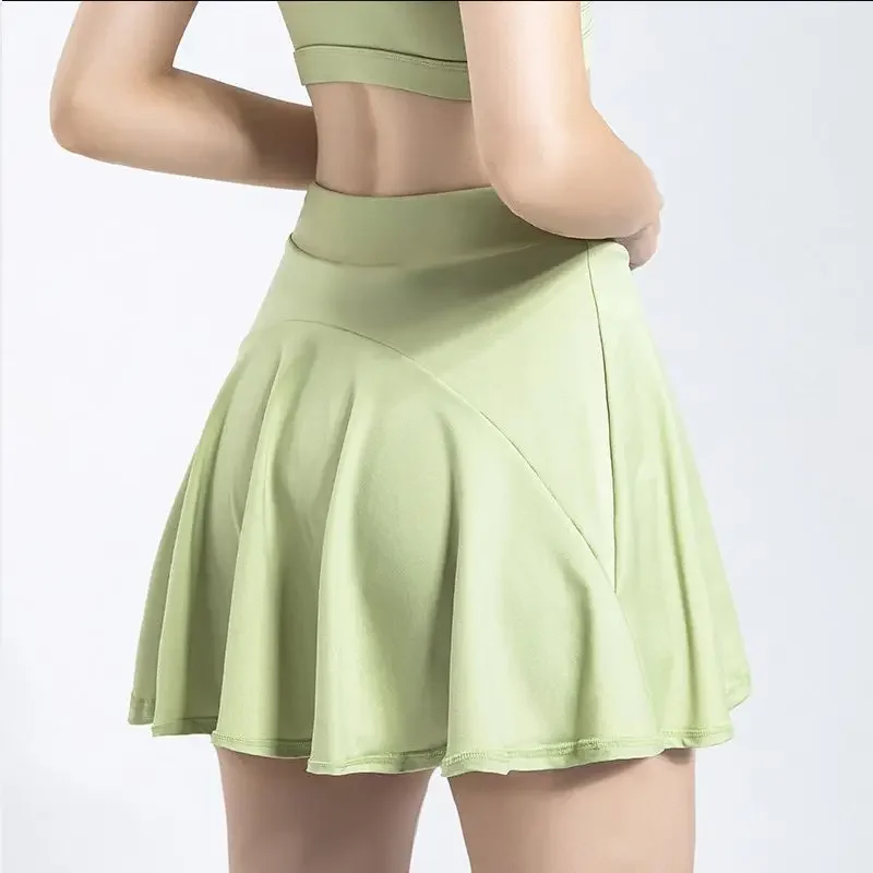 Women Open Crotch Mini Skirts Sexy Gym Skort Fitness Culottes Yoga Women's Clothing Kawaii Skirt Sports Shorts Casual Streetwear