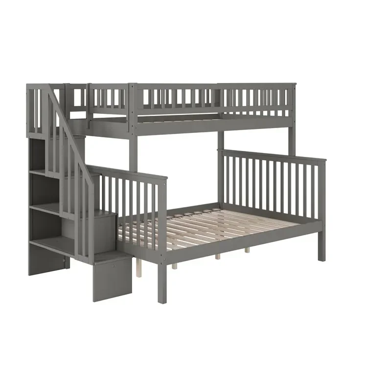 Kids Staircase Bunk Bed with Under Stair Storage Children Bed Frame Easy Assembly Platform Bed