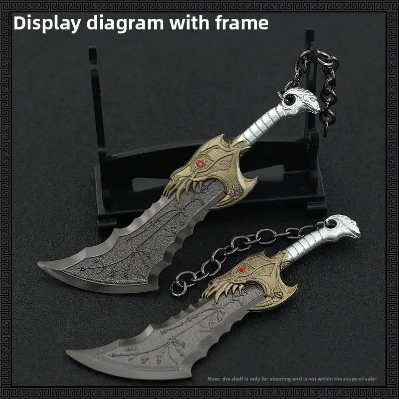 13 سنتيمتر/5.11in إله الحرب الطرفية الفوضى شفرة سلسلة مفاتيح معدنية لعبة أنيمي السيف لعبة سلاح كاتانا سكين نموذج الحرفية هدية مزخرفة #2
