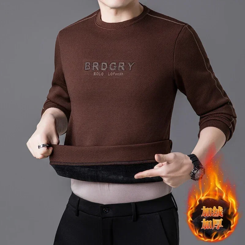 

Men's Winter New Velvet Round Neck Sweatshirt with Comprehensive Warmth for Men