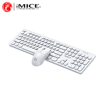 2.4G Wireless Keyboard Mouse Combo, Non-Lithium Battery Powered, Comfortable Silent Typing for Office & Home, Black/White Colors