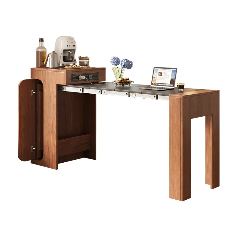 Nordic telescopic folding dining table and side cabinet integrated household small apartment multi-functional wall