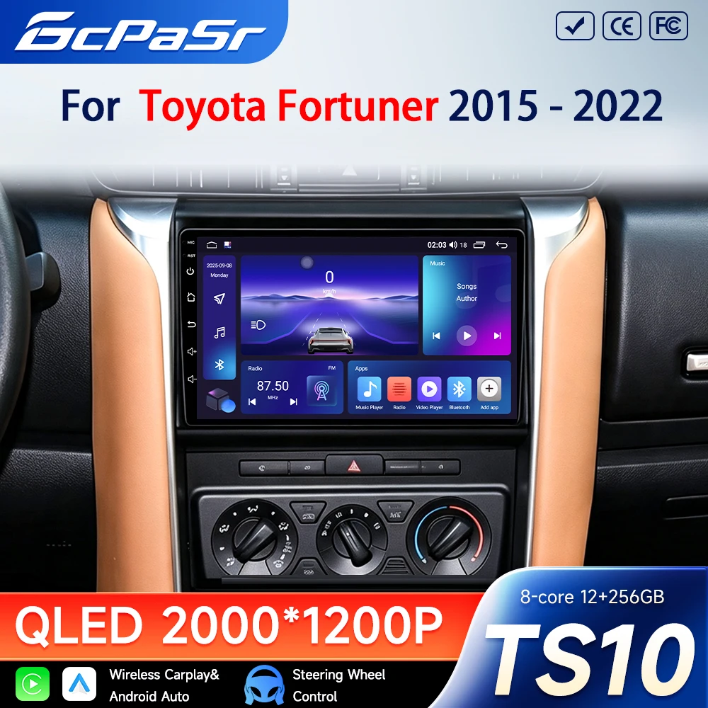 Android For Toyota Fortuner 2015 - 2022 Car Radio Multimedia Video Player Navigation Stereo AutoradioGPS Octa Core 2Din Camera