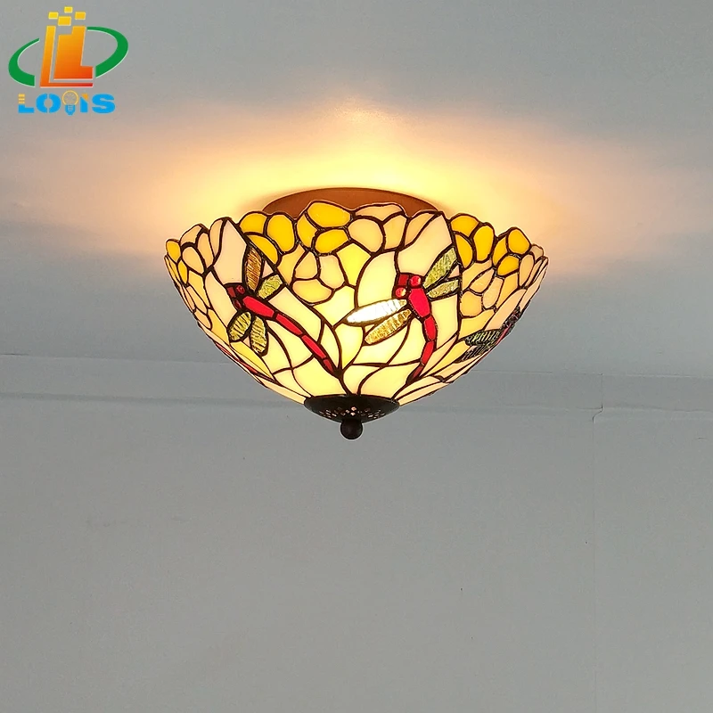 

Offer 25CM European Retro Fashion Study Classical Glass Ceiling Lighting Balcony Bedroom Tiffanylamps The Entrance Corridor Lamp