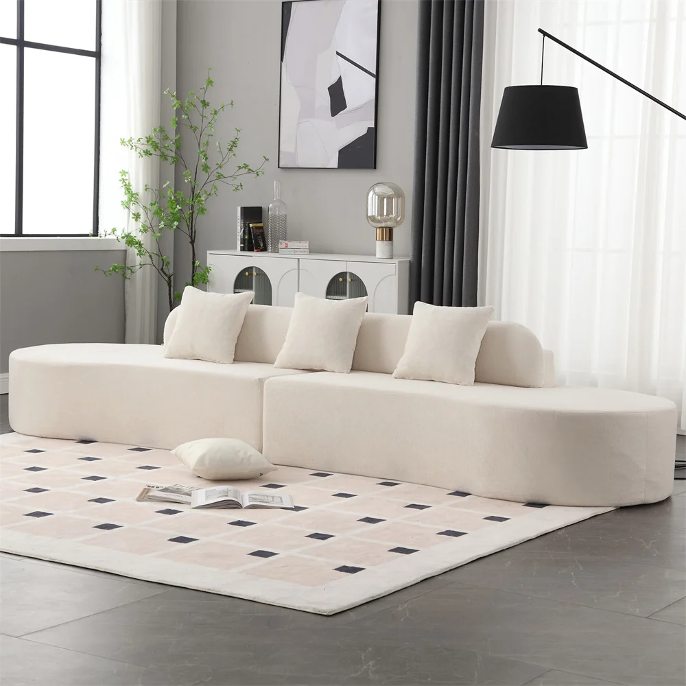 Modern Curved Modular Sofa Art Simple Boneless Sofa Living Room Apartment Compression Sofa Box Furniture