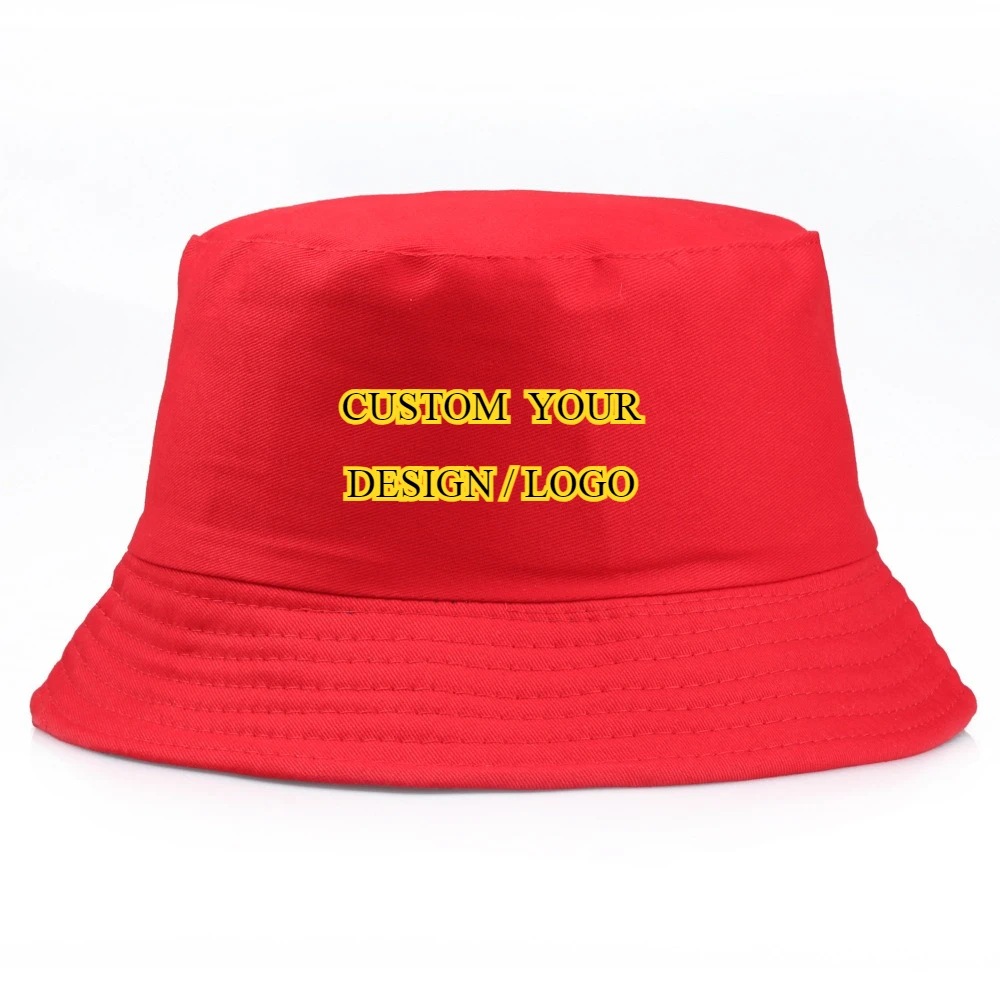Custom Logo Printed Bucket Hat For Men Women Outdoor Sun Protection Cotton Hip Hop Caps Fisherman Hat Gorros Bob Wholesale
