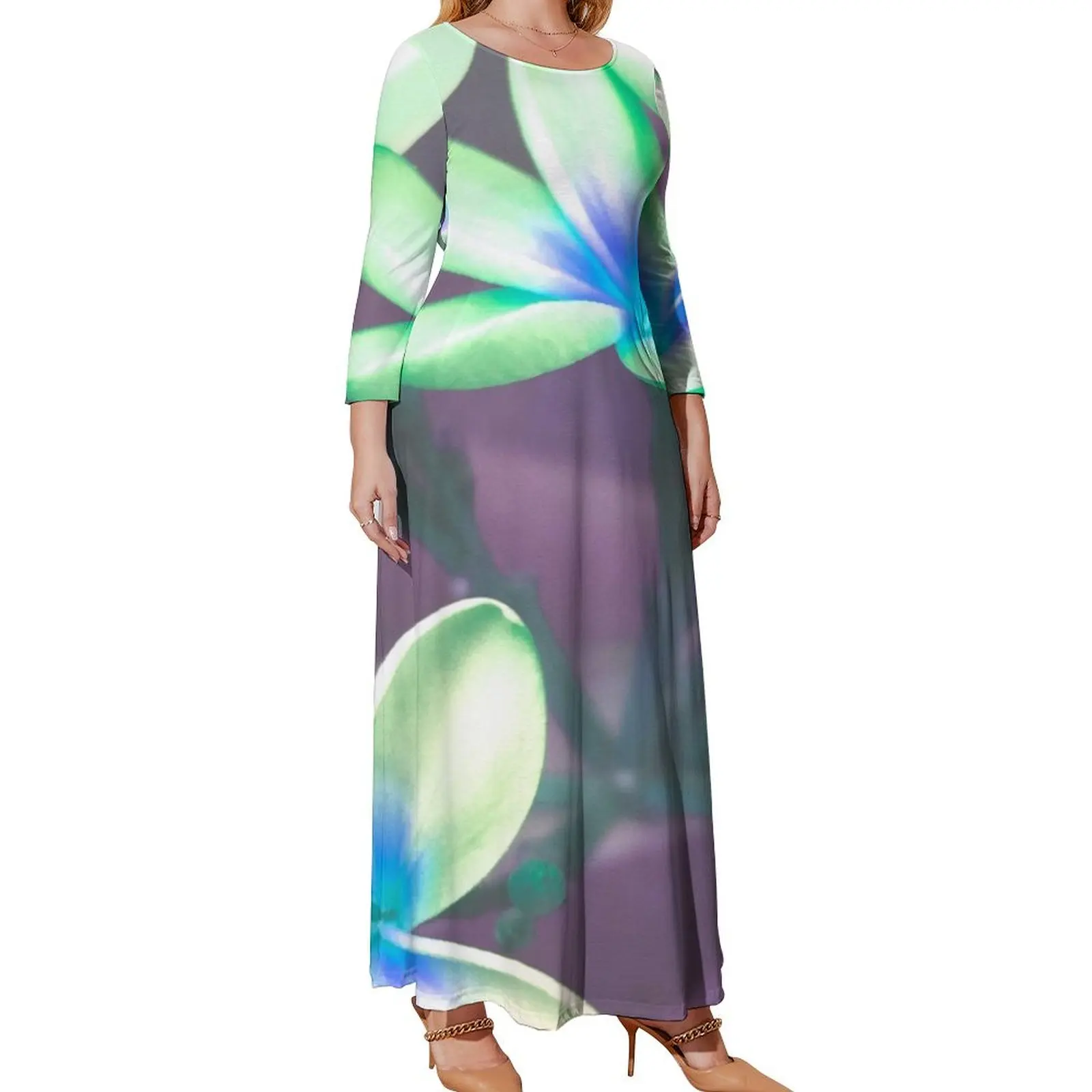 

Green Frangipani Long Sleeved Dress long dresses for women clothing women summer 2024 Evening dresses