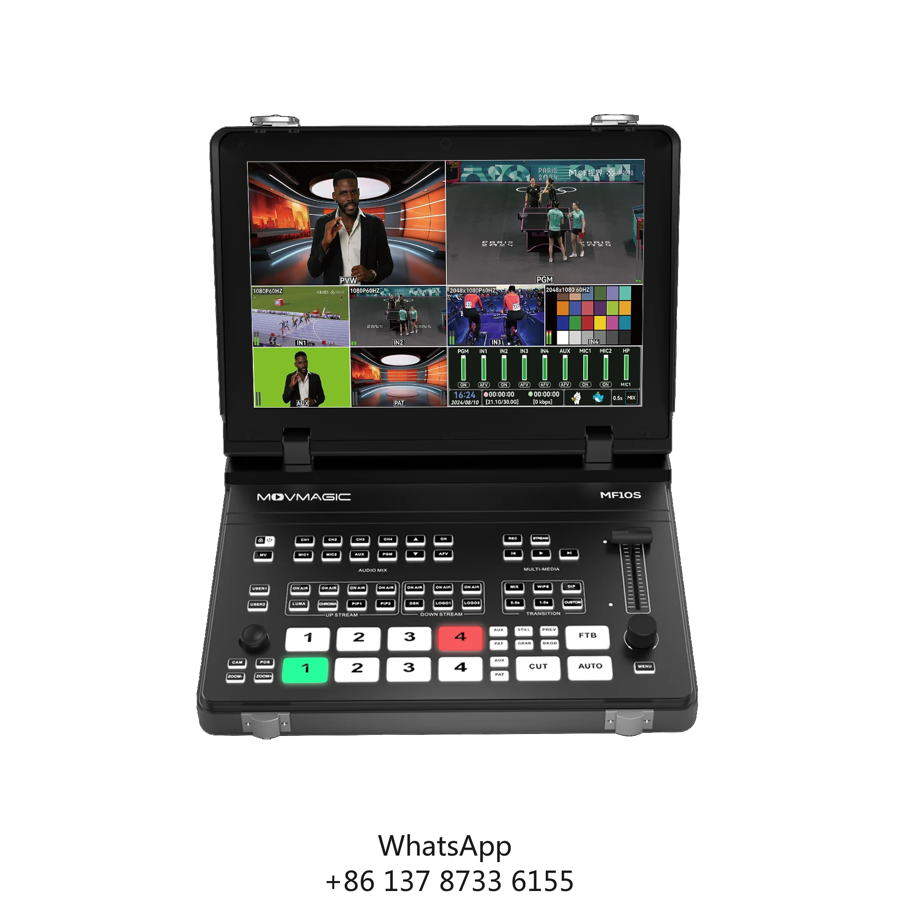5 Channels Movmagic MF10S 4K60 /SDI Input Video Switcher Transition Effects Supporting Multi PTZ Cameras Broadcasting