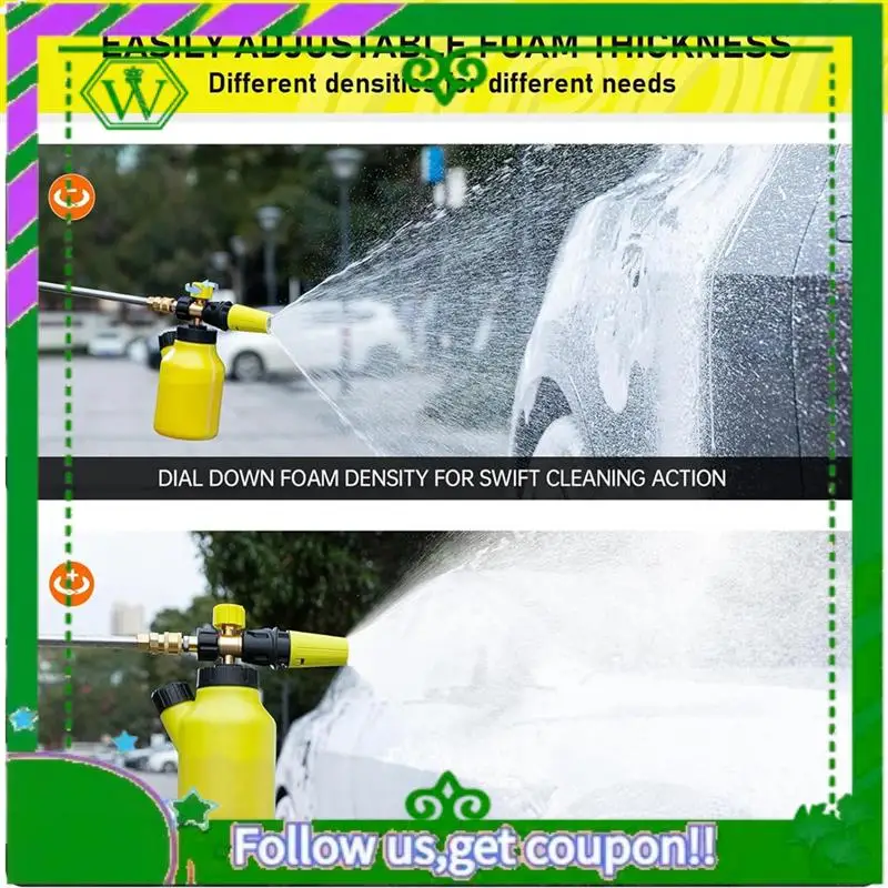 

AC34-Foam Cannon до 4500 фунтов на квадратный дюйм, пенопластовая пушка с 5 насадками для мойки высокого давления и прочным быстроразъемным разъемом 1/4 дюйма