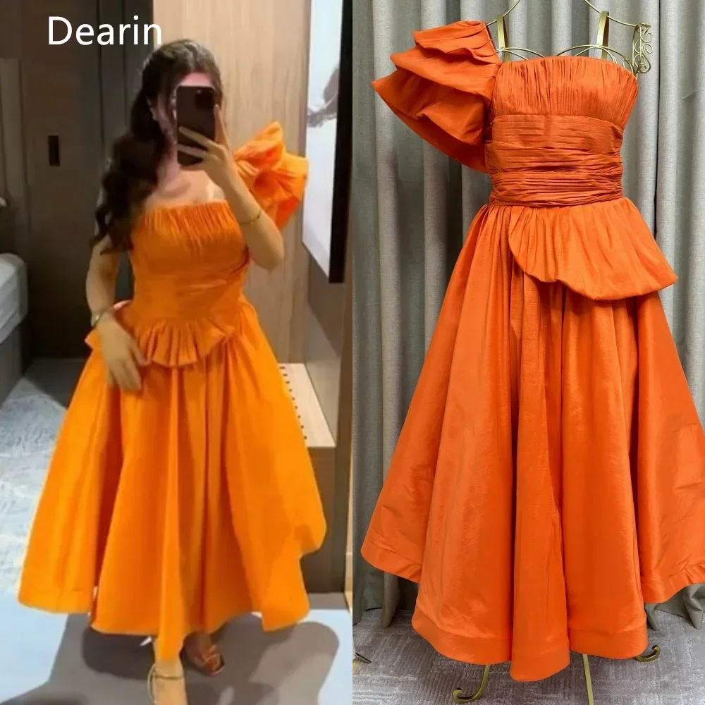 

Saudi Arabia Formal Gown Dearin One Shoulder A-line Ankle Length Skirts Draped Bespoke Occasion Dresses Evening Prom Dress